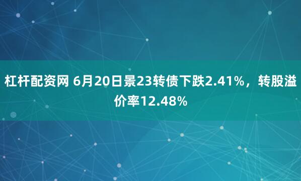 杠杆配资网 6月20日景23转债下跌2.41%，转股溢价率12.48%