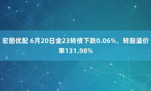 宏图优配 6月20日金23转债下跌0.06%，转股溢价率131.98%